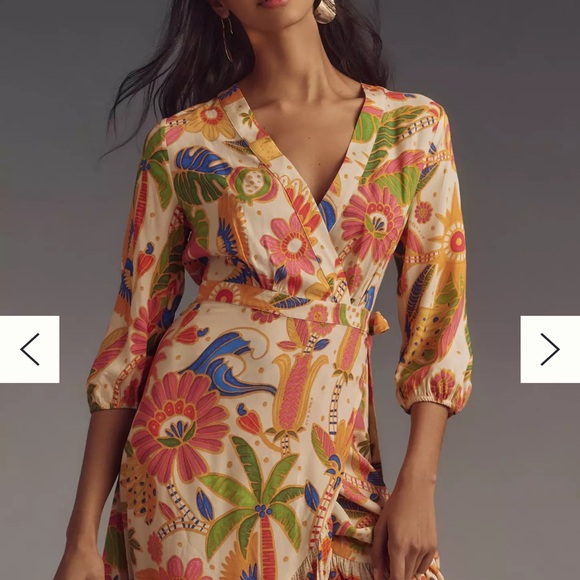 FARM Rio Long-Sleeve V-Neck Wrap Midi Dress - Picture 5 of 6